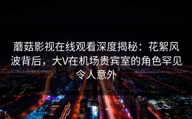 蘑菇影视在线观看深度揭秘：花絮风波背后，大V在机场贵宾室的角色罕见令人意外